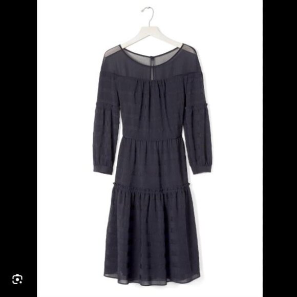 Banana Republic Tiered Ruffle Dress in Navy - Picture 1 of 6